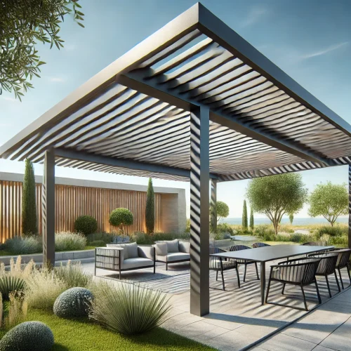 DALL·E-2024-11-12-10.29.08-A-sleek-and-modern-bioclimatic-pergola-in-an-outdoor-setting.-The-pergola-has-adjustable-louvers-on-the-roof-that-allow-for-control-over-sunlight-and- DALL·E-2024-11-12-10.29.08-A-sleek-and-modern-bioclimatic-pergola-in-an-outdoor-setting.-The-pergola-has-adjustable-louvers-on-the-roof-that-allow-for-control-over-sunlight-and-
